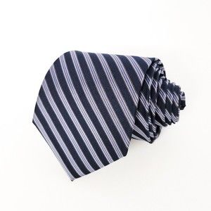 Tom James Silk Tie Corporate Image Textured Striped Navy Blue Gray White
